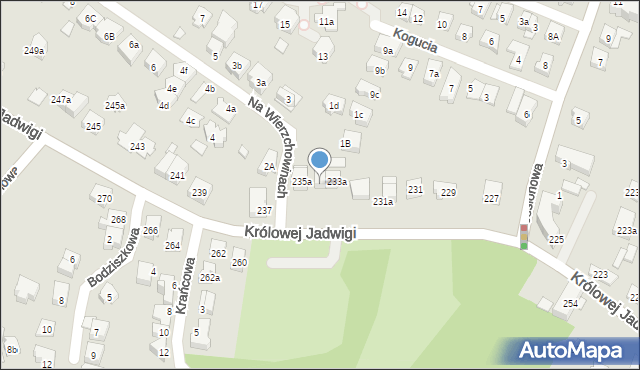 Kraków, Królowej Jadwigi, 233b, mapa Krakowa