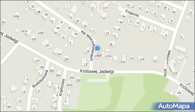 Kraków, Królowej Jadwigi, 235a, mapa Krakowa