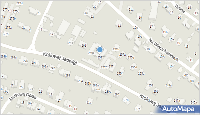 Kraków, Królowej Jadwigi, 259, mapa Krakowa