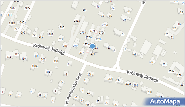 Kraków, Królowej Jadwigi, 275, mapa Krakowa