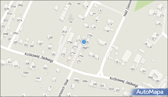 Kraków, Królowej Jadwigi, 275b, mapa Krakowa