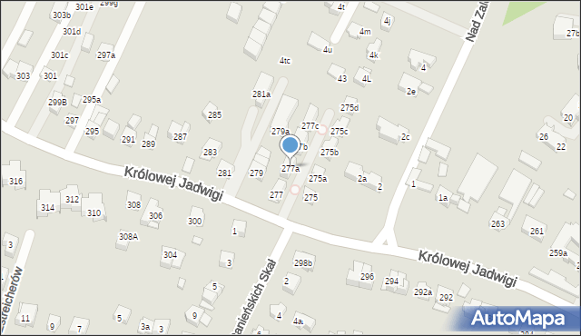 Kraków, Królowej Jadwigi, 277a, mapa Krakowa