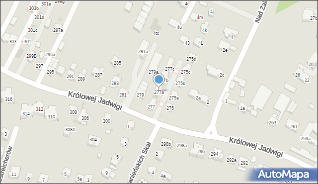 Kraków, Królowej Jadwigi, 277a, mapa Krakowa