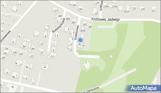 Kraków, Krańcowa, 7, mapa Krakowa