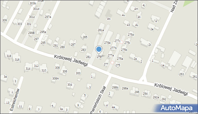 Kraków, Królowej Jadwigi, 279, mapa Krakowa