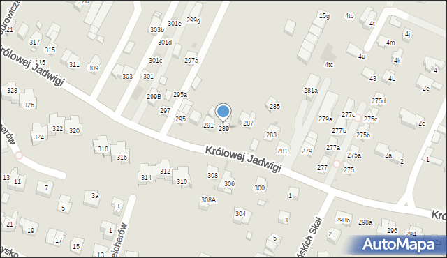 Kraków, Królowej Jadwigi, 289, mapa Krakowa