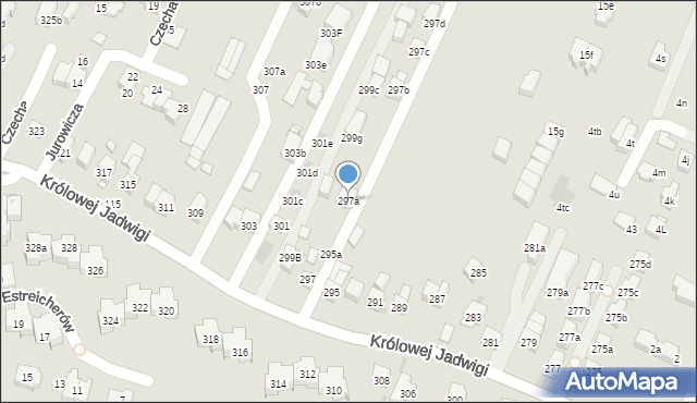 Kraków, Królowej Jadwigi, 297a, mapa Krakowa