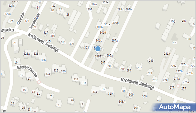 Kraków, Królowej Jadwigi, 299B, mapa Krakowa