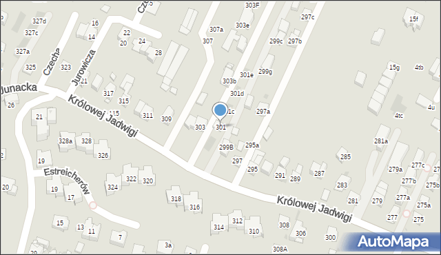 Kraków, Królowej Jadwigi, 301, mapa Krakowa