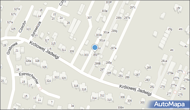 Kraków, Królowej Jadwigi, 301b, mapa Krakowa