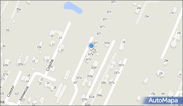 Kraków, Królowej Jadwigi, 307f, mapa Krakowa