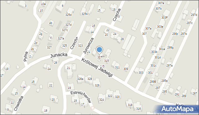 Kraków, Królowej Jadwigi, 317, mapa Krakowa