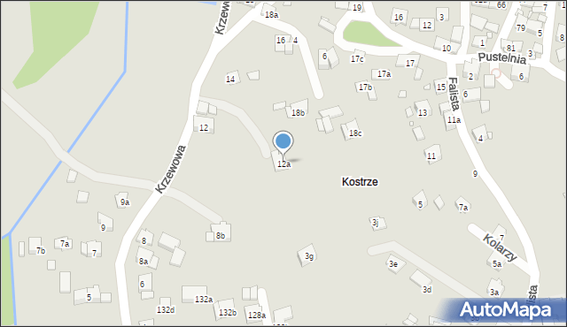 Kraków, Krzewowa, 12a, mapa Krakowa