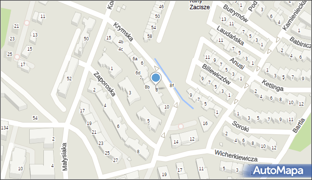 Kraków, Krymska, 8, mapa Krakowa