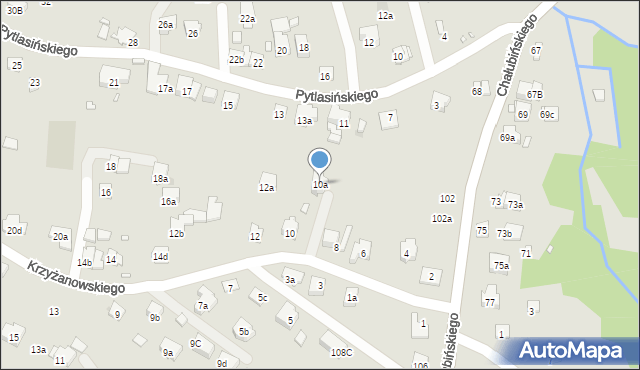 Kraków, Krzyżanowskiego Adama, 10a, mapa Krakowa