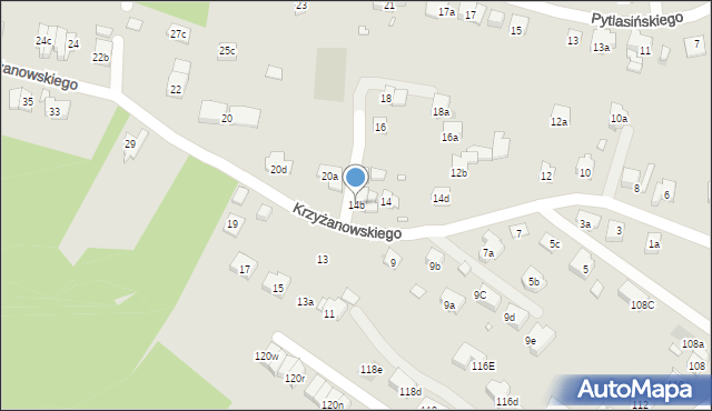 Kraków, Krzyżanowskiego Adama, 14b, mapa Krakowa