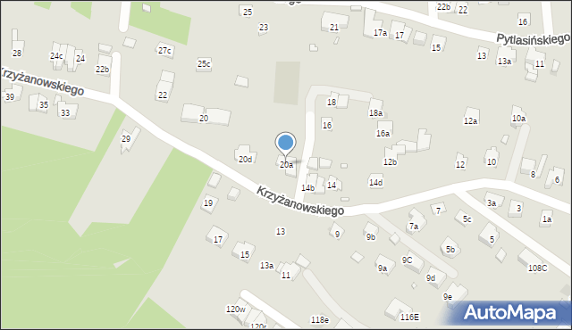 Kraków, Krzyżanowskiego Adama, 20a, mapa Krakowa