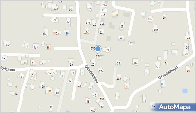 Kraków, Krzyżańskiego Mirosława, 25b, mapa Krakowa