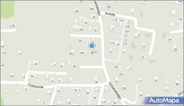 Kraków, Krzyżańskiego Mirosława, 36, mapa Krakowa