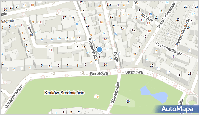 Kraków, Krowoderska, 3, mapa Krakowa