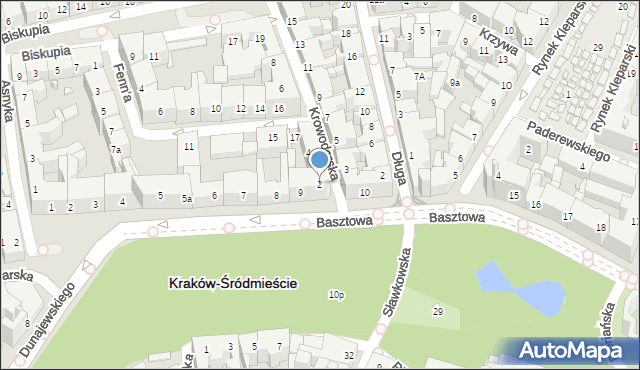 Kraków, Krowoderska, 2, mapa Krakowa