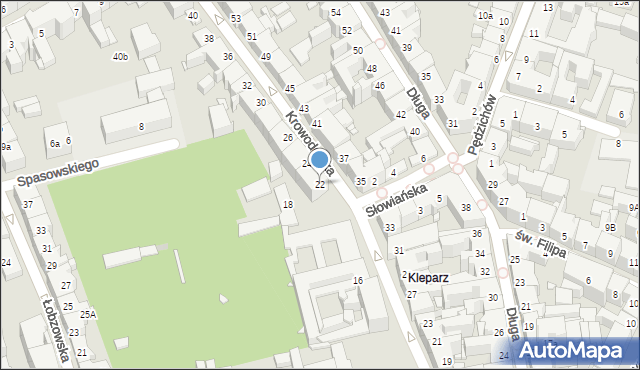 Kraków, Krowoderska, 22, mapa Krakowa
