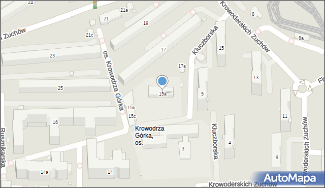 Kraków, Krowoderskich Zuchów, 15a, mapa Krakowa