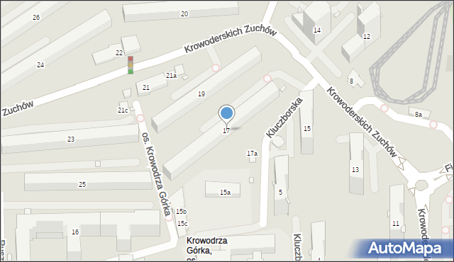 Kraków, Krowoderskich Zuchów, 17, mapa Krakowa