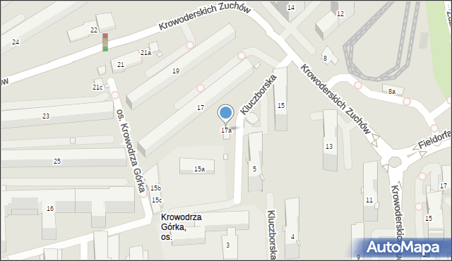 Kraków, Krowoderskich Zuchów, 17a, mapa Krakowa