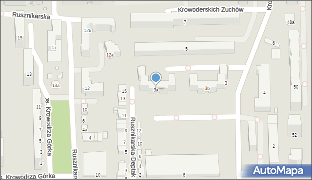 Kraków, Krowoderskich Zuchów, 3a, mapa Krakowa