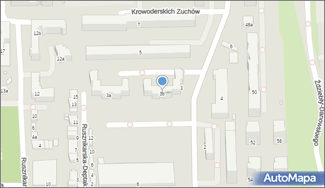 Kraków, Krowoderskich Zuchów, 3b, mapa Krakowa