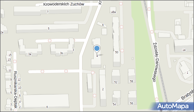 Kraków, Krowoderskich Zuchów, 4, mapa Krakowa