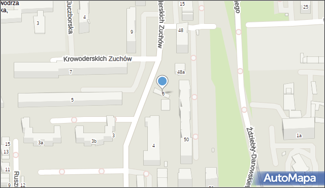 Kraków, Krowoderskich Zuchów, 6, mapa Krakowa