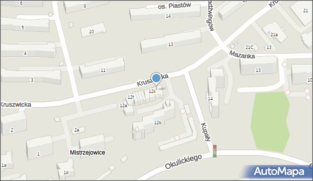 Kraków, Kruszwicka, 12l, mapa Krakowa