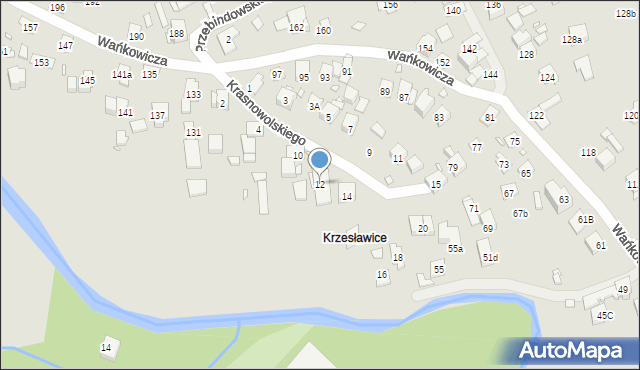 Kraków, Krasnowolskiego Józefa, 12, mapa Krakowa