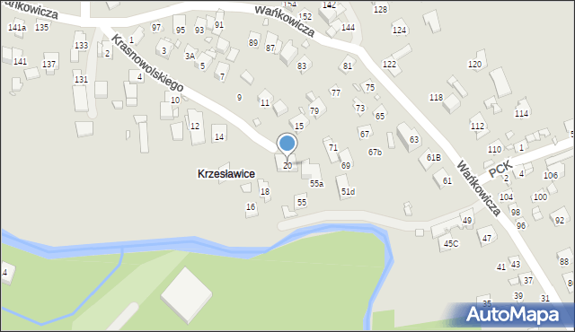 Kraków, Krasnowolskiego Józefa, 20, mapa Krakowa