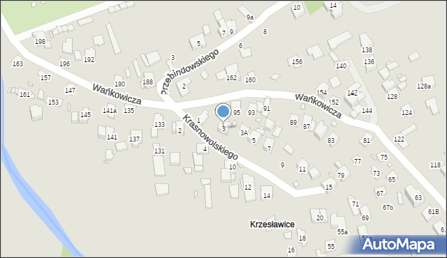 Kraków, Krasnowolskiego Józefa, 3, mapa Krakowa