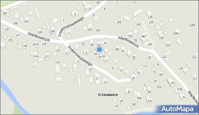 Kraków, Krasnowolskiego Józefa, 5, mapa Krakowa