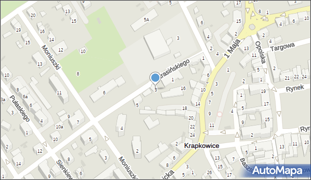 Krapkowice, Krasińskiego, 3, mapa Krapkowice