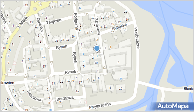 Krapkowice, Krawiecka, 1, mapa Krapkowice