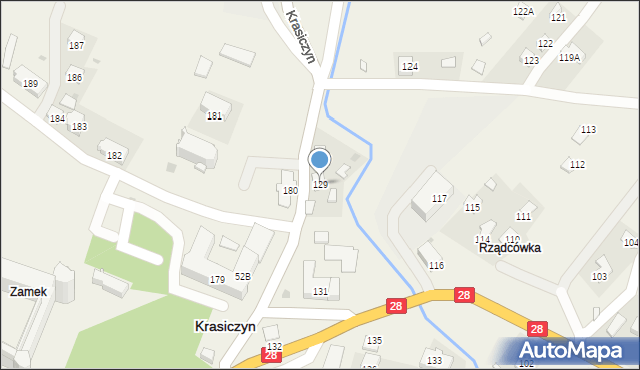 Krasiczyn, Krasiczyn, 129, mapa Krasiczyn