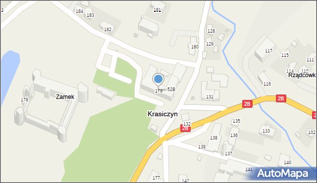 Krasiczyn, Krasiczyn, 179, mapa Krasiczyn