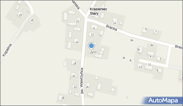 Krasieniec Stary, Krasieniec Stary, 8, mapa Krasieniec Stary