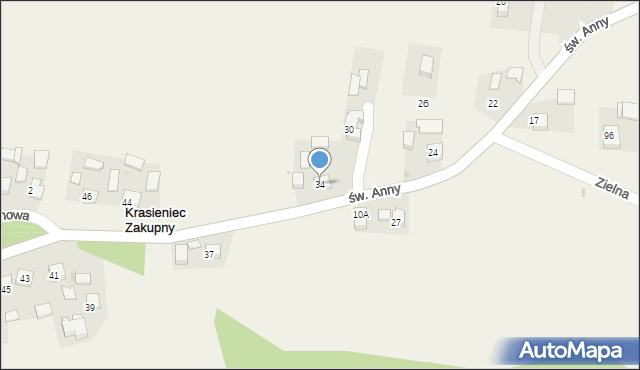 Krasieniec Zakupny, Krasieniec Zakupny, 9, mapa Krasieniec Zakupny