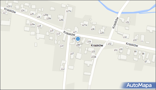 Krasków, Krasków, 105, mapa Krasków