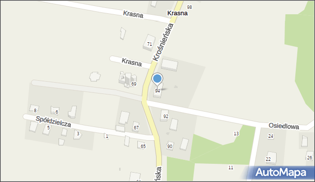 Krasna, Krośnieńska, 94, mapa Krasna