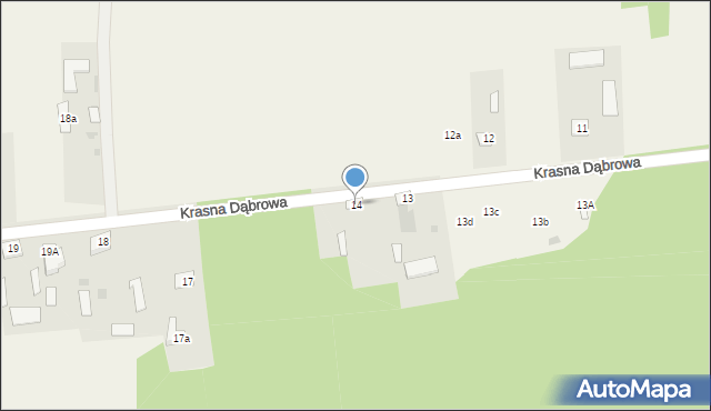 Krasna Dąbrowa, Krasna Dąbrowa, 14, mapa Krasna Dąbrowa