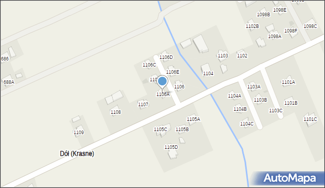 Krasne, Krasne, 1106A, mapa Krasne