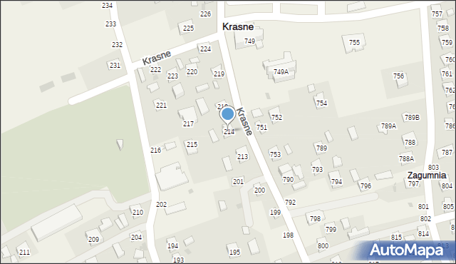 Krasne, Krasne, 214, mapa Krasne