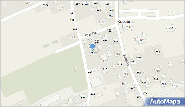 Krasne, Krasne, 221, mapa Krasne